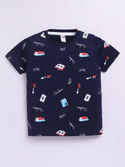 LITTLE NINJA Boys
                      Conversational Printed Round Neck Cotton T-shirt