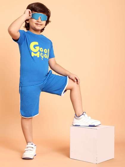 HERE&NOW Boys
                    Typography Printed Round Neck Pure Cotton T-shirt
                    With Shorts