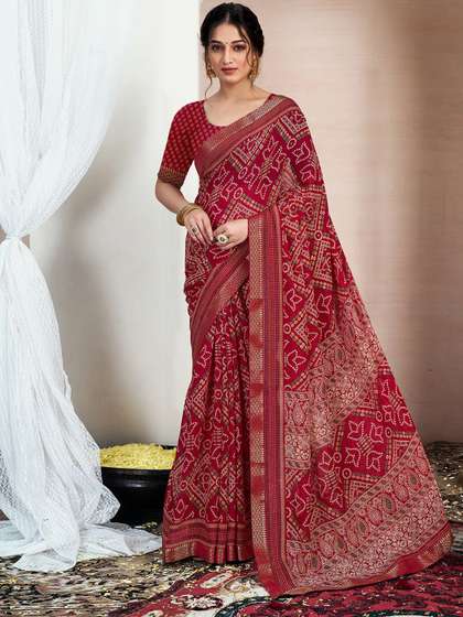 KALINI Bandhani Zari
                        Pure Chiffon Bandhani Saree