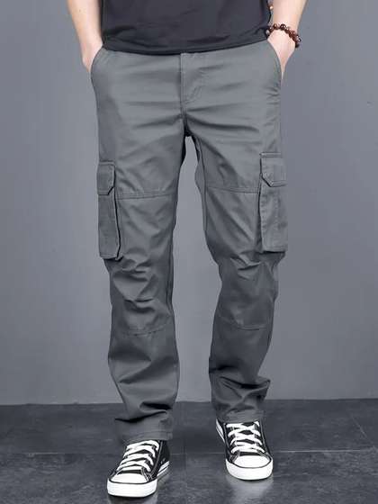 FABRIPPLE Men Cotton
                      Classic Mid-Rise Loose Fit Cargos Trousers