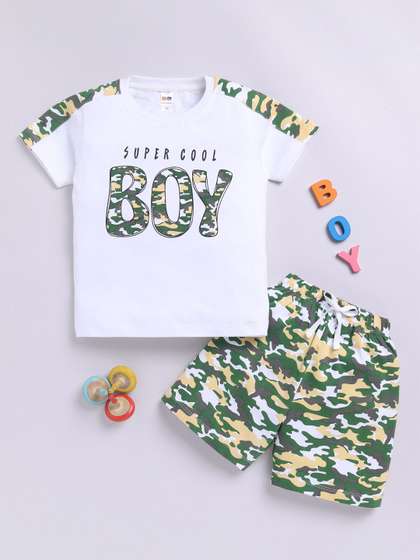 LITTLE NINJA Boys
                    Printed Round Neck Pure Cotton T-shirt With Shorts