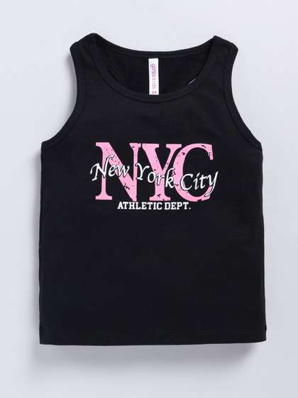 Ginie Girls Typography
                      Printed Round Neck Top