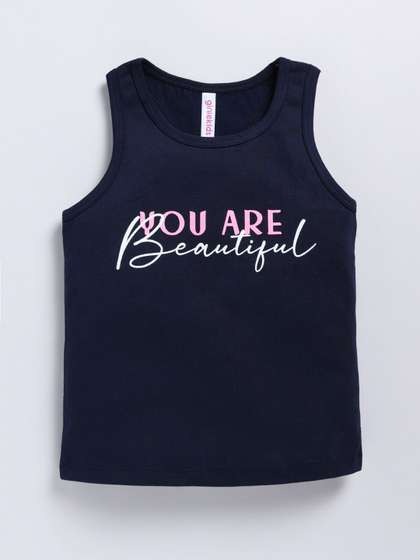 Ginie Girls Typography
                    Printed Round Neck Top