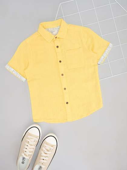 Pantaloons Junior Boys
                      Spread Collar Solid Cotton Casual Shirt