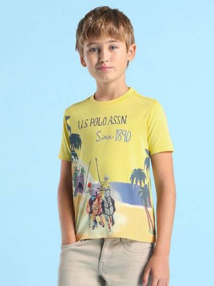 U.S. Polo Assn. Kids
                    Boys Graphic Printed Round Neck Cotton T-shirt