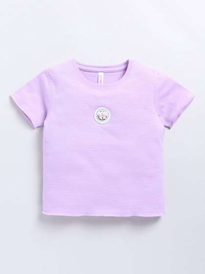 Ginie Girls Solid
                      Round Neck Cotton Top