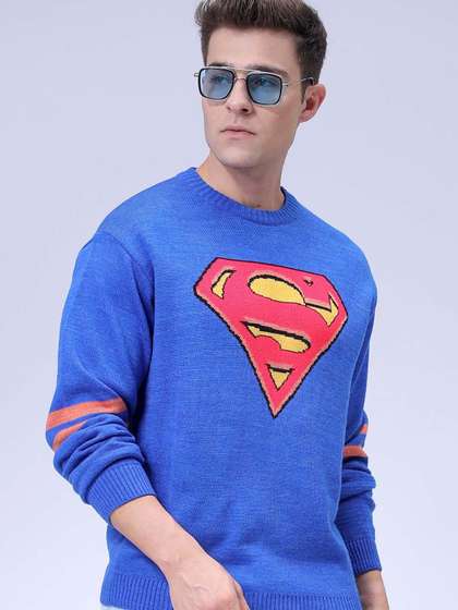 The Indian Garage Co
                        Men Superman Printed Crew Neck Relaxed Fit
                        Jacquard Sweater