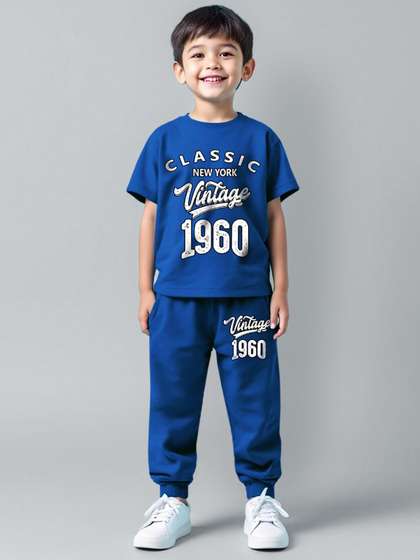 YK X Trampoline Kids
                    Graphic Printed Round Neck T-shirt With Joggers