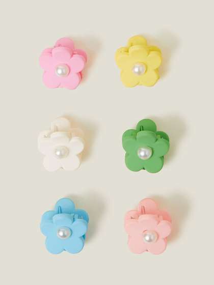 Accessorize Girls Set of
                    6 Flower Designed Claw Clip
