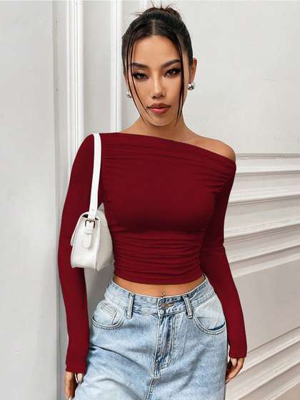 Istyle Can Women
                          Solid Off-Shoulder Top