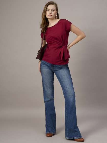 The Roadster Lifestyle
                      Co Round Neck Top With Front Knot