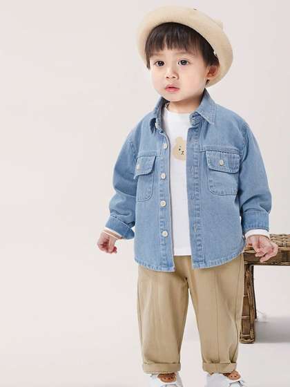 LULU & SKY Girls Solid Denim Jacket