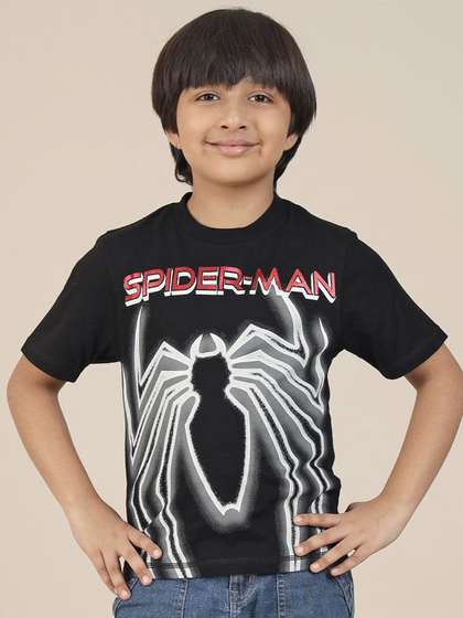 Kids Ville Boys Spider-Man Graphic Printed Round Neck Cotton T-shirt