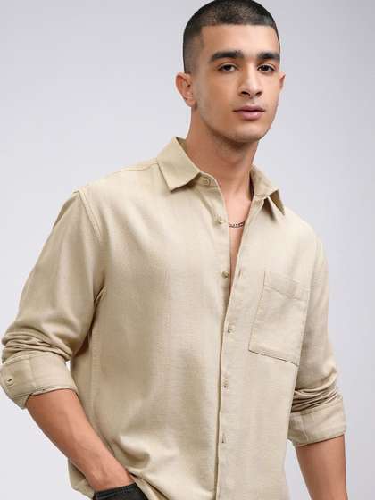 HIGHLANDER Men Self Design Cotton Shirt