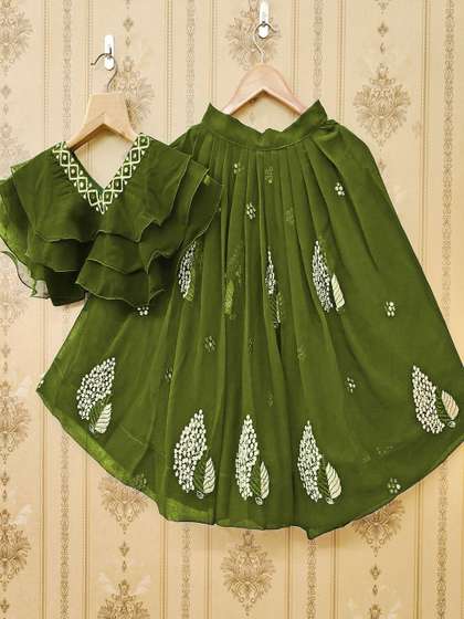 BAESD Girls Embroidered
                    Mukaish Ready to Wear Lehenga &