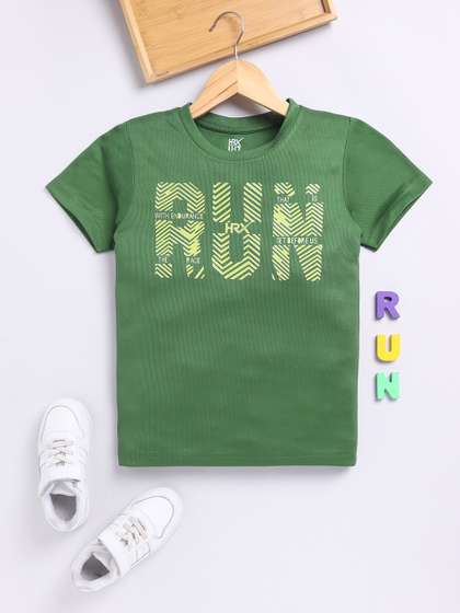 HRX by Hrithik Roshan Boys Typography Printed Rapid-Dry T-shirt