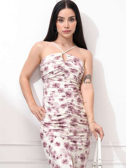 ESPYR By Tokyo Talkies
                      Women Low Neck Ruched Dress