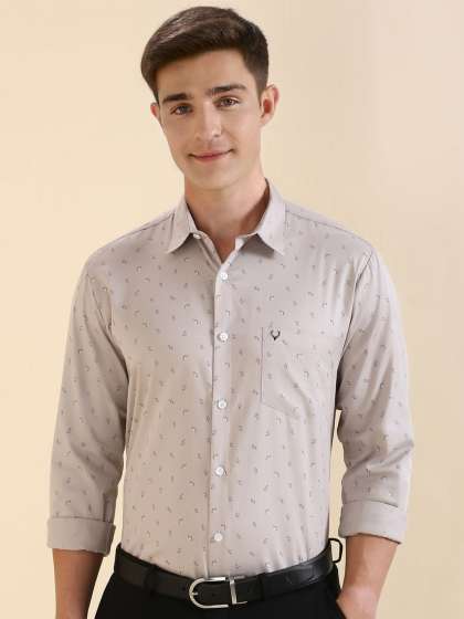 Allen Solly Men Slim Fit Spread Collar Floral Printed Cotton Formal Shirt