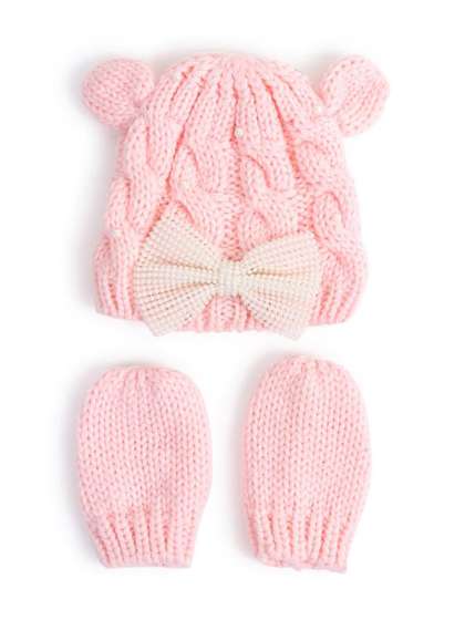 TIPY TIPY TAP Kids Bow
                    Detail Beanie With Mittens