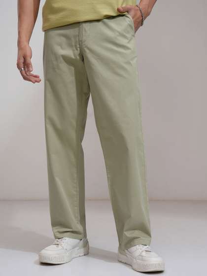 HIGHLANDER Men Leather
                      Washed Solid Elasticated Carpenter Fit Trouser