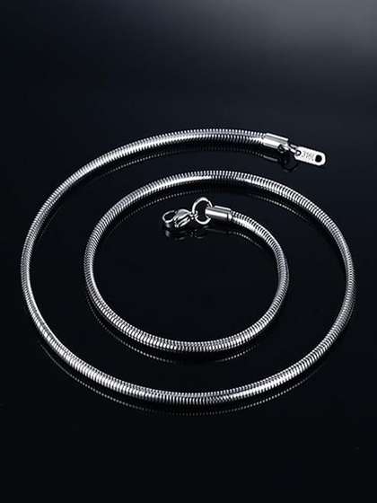 Peora Men Silver-Plated
                    Stainless Steel Fancy Snake Chain