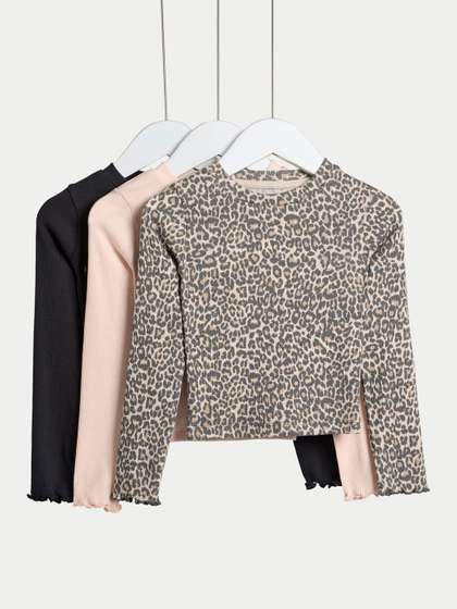 Marks & Spencer
                      Girls Pack of 3 Animal Printed Cotton A-Line Top