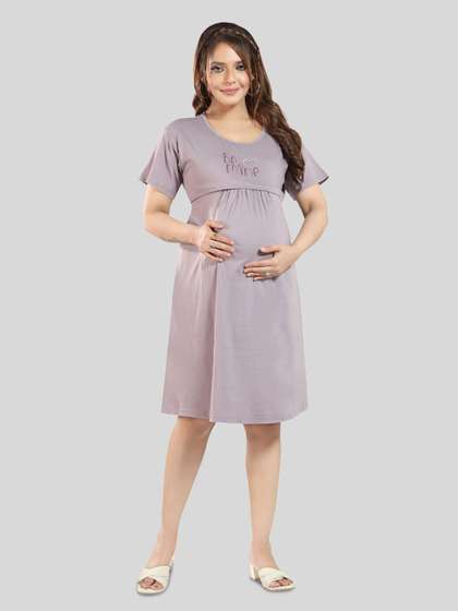 Fabme Typography
                        Printed Pure Cotton Maternity T-Shirt Dress