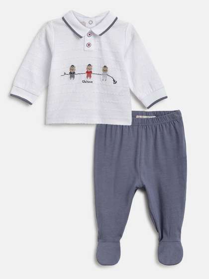 Chicco Boys Printed
                      Polo Collar Pure Cotton Sweatshirt With Trouser