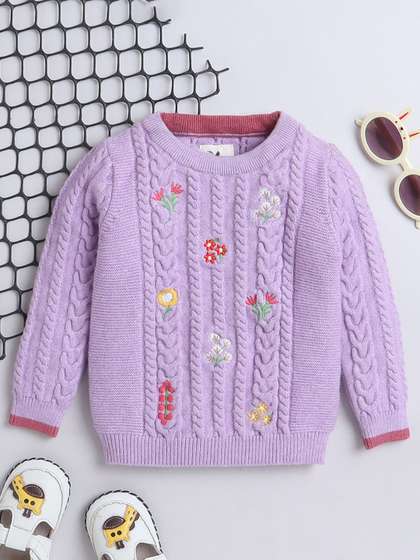 Yellow Apple Girls Cable
                    Knit Woollen Pullover