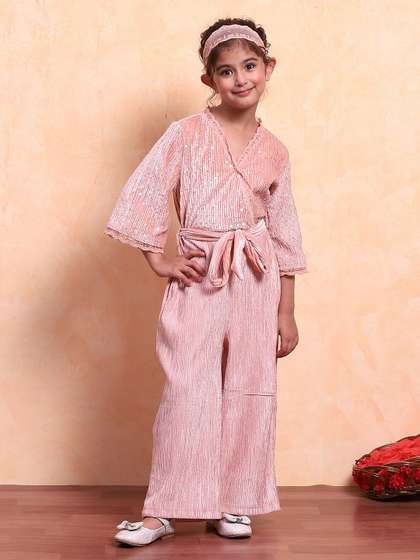 Biba Girls V-Neck
                    Embellished Basic Jumpsuit