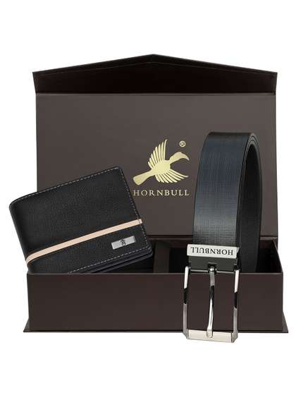 Hornbull Denial
                      Leather RFID Protected Black Wallet & Black
                      Belt Accessory Gift Set
