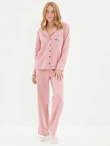 Trendyol Women Lapel
                        Collar Night Suit