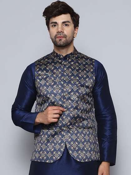BANHUSSAIN Printed Satin Nehru Jacket