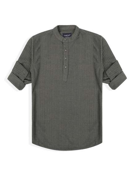 CHARCHIT Boys Comfort
                    Fit Band Collar Textured Cotton Casual Shirt