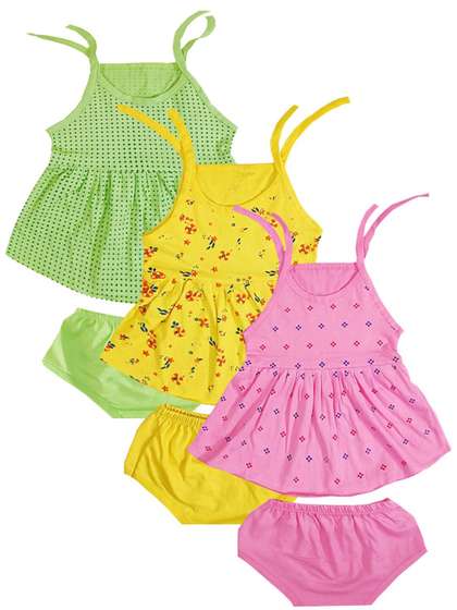 KidzzCart Girls Pack of
                    3 Floral Print Fit & Flare Dress