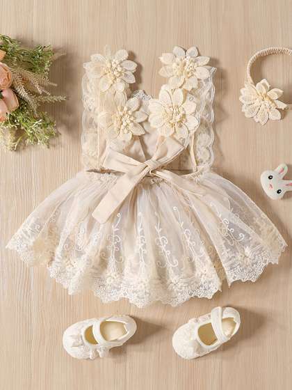 LULU & SKY Girls
                    Square Neck Embroidered Fit and Flare Dress