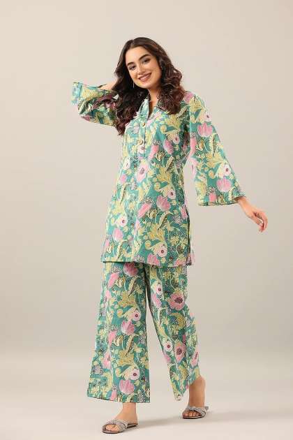 Lookmark Floral Printed Straight Kurti with Palazzos