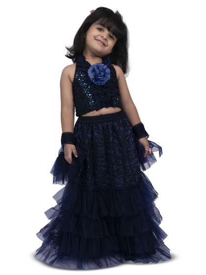 Twisha Girls
                        Embellished Halter Neck Top With Skirt And
                        Dupatta