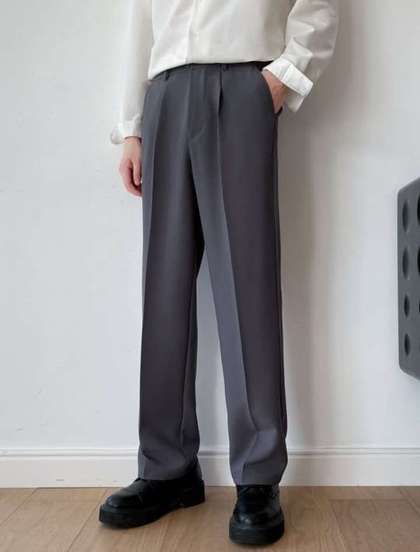 BROADSTAR Men
                          Smart Loose Fit Easy Wash Pleated Formal
                          Trouser