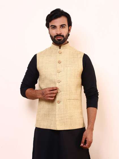 Satwaa Men Linen Nehru Jacket