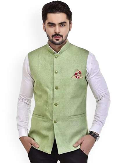 Eliq Jute Cotton Woven Nehru Jacket