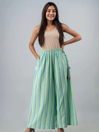 MORWAD Women Striped Palazzos