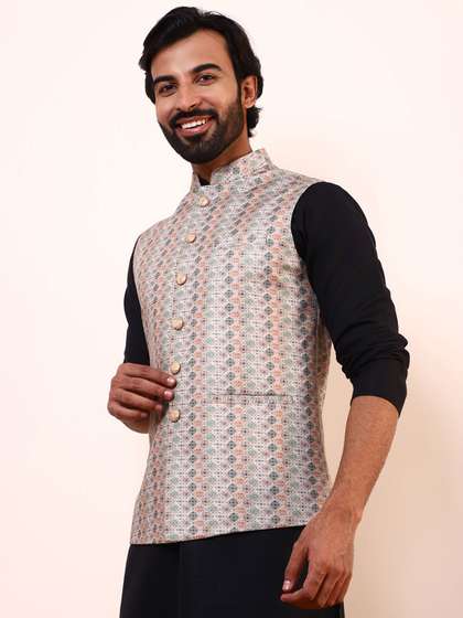 Satwaa Men Printed Nehru Jacket