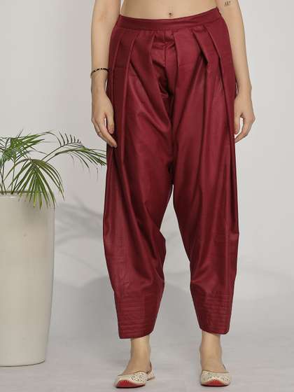 LetsDressUp Women
                        Maroon Cotton Slub Farshi Salwar