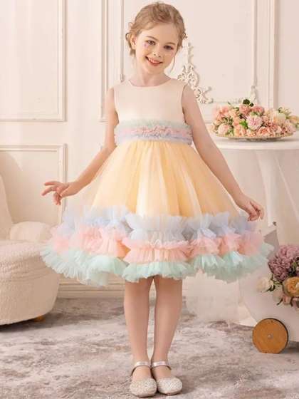 BAESD Girls Layered Fit
                    & Flare Dress