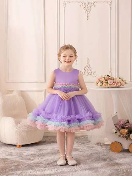 BAESD Girls Layered
                    Ruffles Fit & Flare Dress