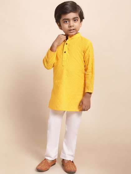 Superminis Boys Ethnic
                    Motifs Embroidered Pure Cotton Straight Kurta with
                    Pyjamas