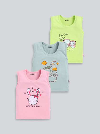 MoonKids Infants Pack Of
                    3 Printed Cotton Basic Vests