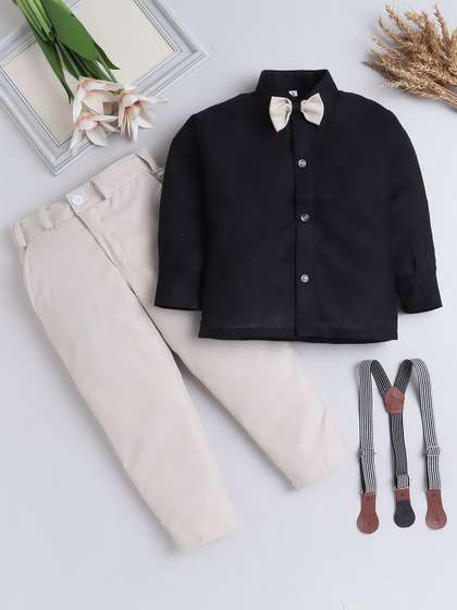 FOURFOLDS Boys Long
                    Sleeves Shirt With Trousers And Suspender