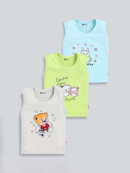 MoonKids Infants Pack Of
                    3 Printed Cotton Basic Vests